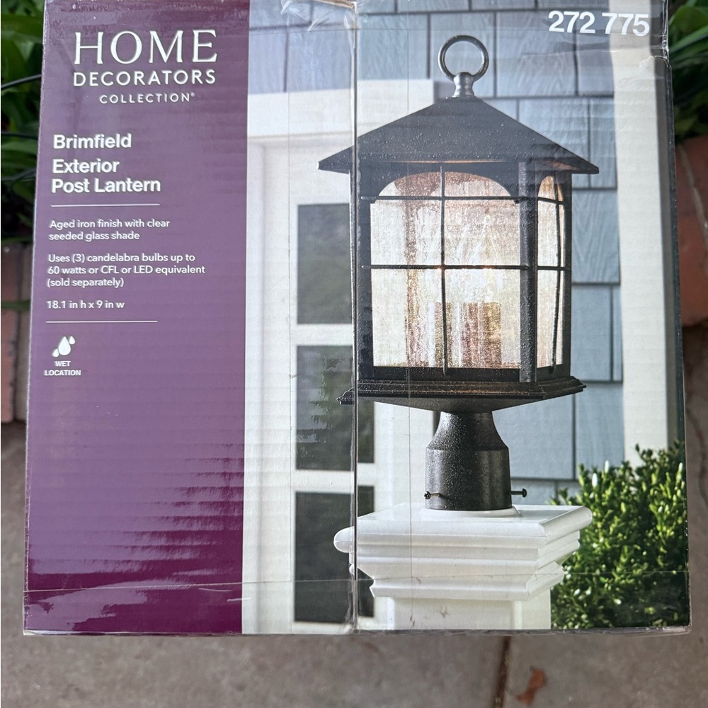 Brimfield Exterior Post Lantern - Black